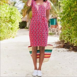 Boden Elspeth Jersey Dress Strawberry Split Bird Ottomi Print 10R